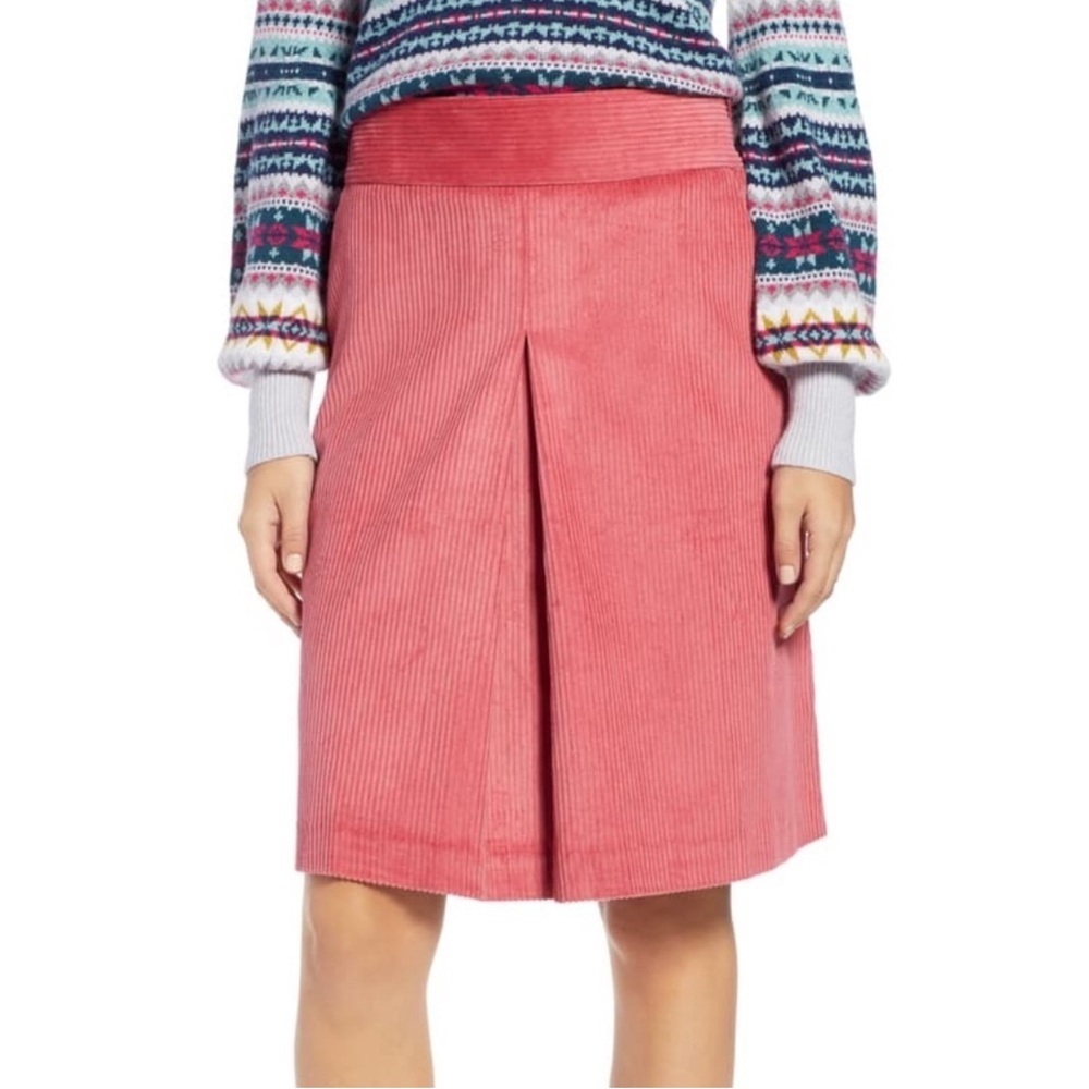 1901 Women's A Line Corduroy Skirt Pleated Stretch Cotton Lined Pink Size 0